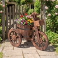 thumbnail image 4 of Gymax Rustic Wood Tricycle Planter w/Barrel Pot & Storage Box for Patio Balcony Garden, 4 of 10