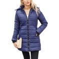 thumbnail image 1 of Innerwin Hooded Coats Solid Color Women Down Winter Long Sleeve Lightweight Puffer Jacket Dark Blue 4XL, 1 of 9