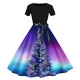 thumbnail image 1 of Robes d'Été Grande Taille pour Femmes 2024 Décontractées à Imprimé Floral à Manches Courtes à Col Rond Longueur Genou Économisez jusqu'à 65 % de Rabais!, 1 of 3