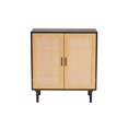 thumbnail image 3 of Baxton Studio Maureen Armoire de Rangement à 2 Portes en Bois Brun Espresso et Rotin Style Mid-Century Modern, 3 of 5