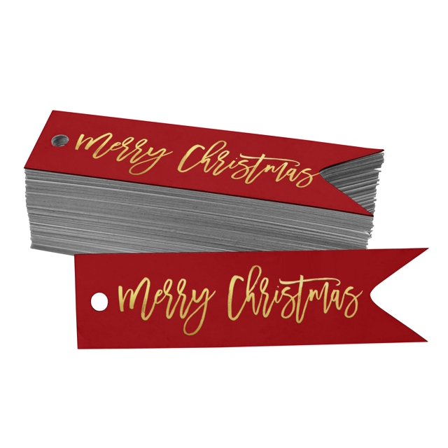 Inkdotpot Real Gold Foil Merry Christmas Tags Favor Hang Paper Tags 50 Pieces