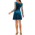 thumbnail image 3 of INSPIRE CHIC Robe en Velours pour Femme Col Carré Manches Bouffantes en Maille Étoile Robe de Soirée Bal TG Bleu Foncé, 3 of 6
