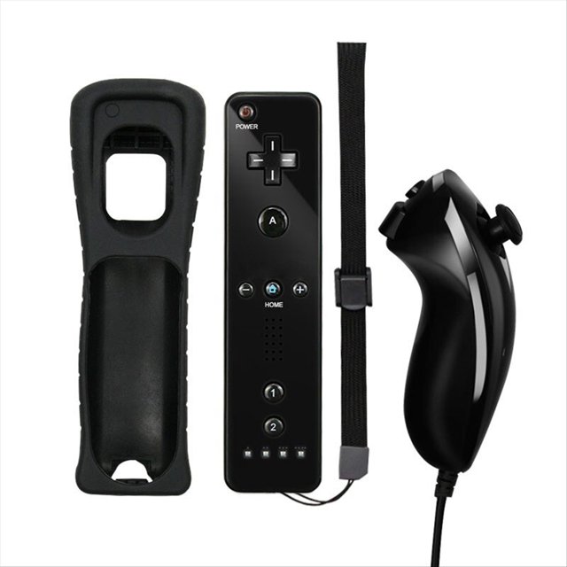 Built-in Motion Plus Remote Compatible for Nintendo Wii Controller Nunchuck Set Wireless Bluetooth Gamepad with Silicone Case