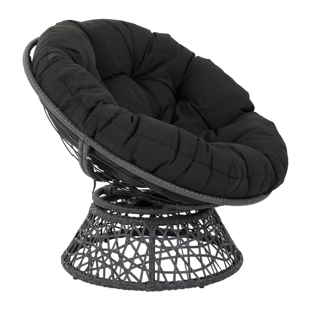 OSP Designs BF25292-BK Papasan Chair with 360-degree Swivel, Black Cushion Frame