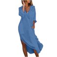 thumbnail image 2 of Robes de Collation des Grades pour Femmes 2023 Mode pour Femmes Uni Manches Longues Poches Col Rabattu Robes Robes de Mariage pour Femmes 2023 en Liquidation, 2 of 7