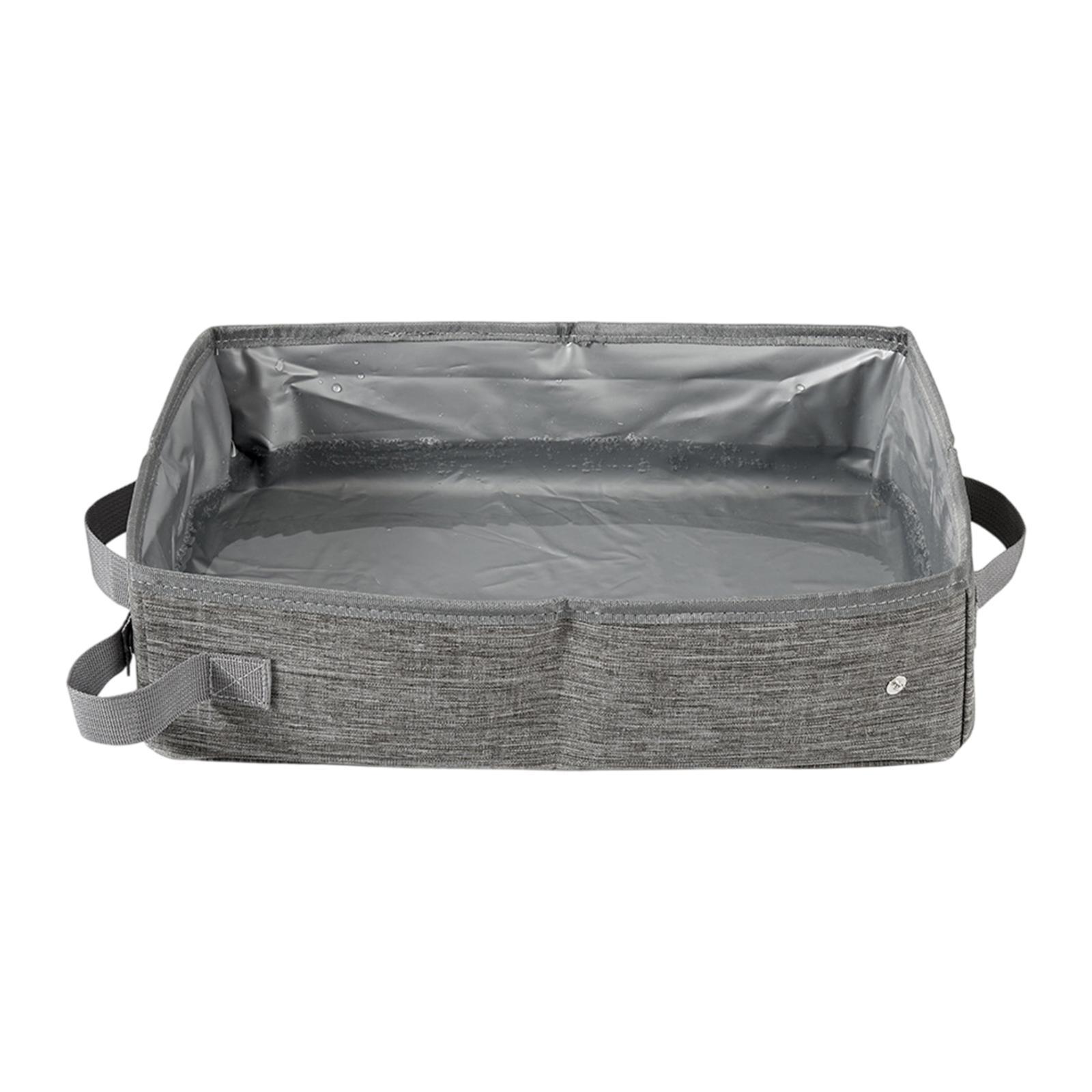 koolsoo Cat Litter Box Leakproof Easy to Use Travel Waterproof Oxford Cloth Foldable Gray XL