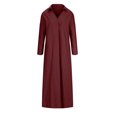 thumbnail image 4 of Gspmoly Robes pour Femmes, Robe Décontractée en Coton et Lin Uni à Col en V pour le Printemps et l'Été avec Poches et Manches Longues, Robes de Mariage pour Femmes Offres du Jour, 4 of 6
