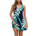 thumbnail image 2 of Ovzne Robes pour Femmes 2025 Robe de Plage Robe Décontractée et à la Mode pour Femmes Imprimée Col Rond Sans Manches avec Poche Robe Courte Décontractée Robe pour Femmes Imprimée Liquidation, 2 of 7