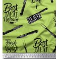 thumbnail image 1 of Soimoi Green Poly Georgette Fabric Text & Knife Kitchen Print Fabric by the Yard 42 Inch Wide, 1 of 3