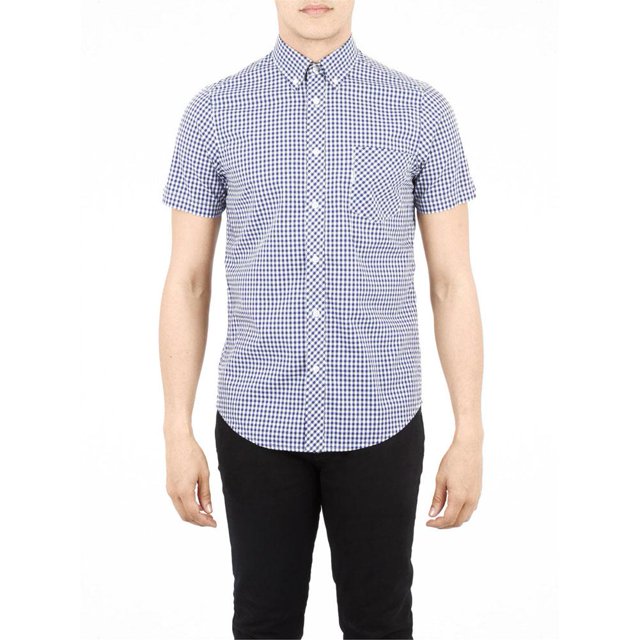 Ben Sherman - Chemise à Carreaux pour Homme à Manches Courtes Boutonnée