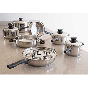 Vapo-Seal 7 Ply T304 17 Pc Ensemble d'articles de cuisine en acier inoxydable