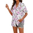 thumbnail image 2 of Innerwin Shirts Short Sleeve Ladies Blouse Holiday Lapel Neck Elegant Tops Figure 2 L, 2 of 7