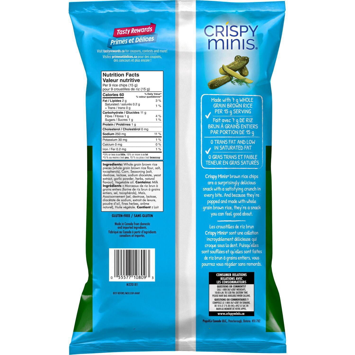 Quaker Crispy Minis Croustilles de riz brun Saveur Aneth croquant
