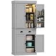 thumbnail image 1 of HOMCOM 71" Kitchen Pantry Cabinet with Spice Racks and LED Lights, Grey, 1 of 10