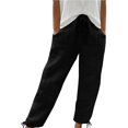 thumbnail image 1 of FNFYFH Clearance Women's Stylish Linen Pants Elastic Waist, 1 of 5