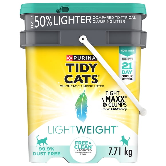 Purina Tidy Cats Poids plume Non parfumée Free & Clean, Litière pour Multi-chats 7.71 kg
