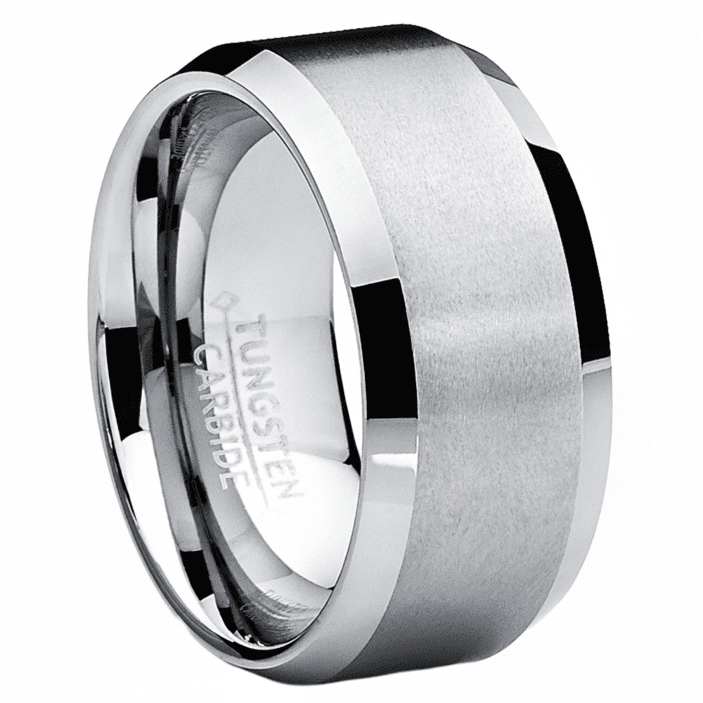 10MM Men's Brushed Tungsten Carbide Wedding Band Ring, Comfort Fit