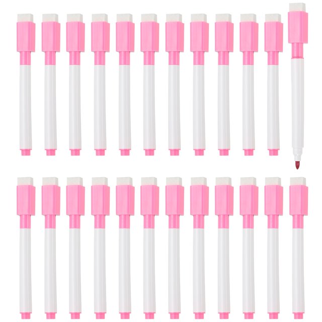 Uxcell Stylo pour Tableau Blanc, Pointe Fine 0,5-1 mm Effaçable à Sec Rouge Rose Marqueurs pour Tableau Blanc, 24 Pcs