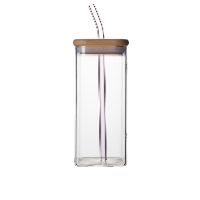 VogueV Gobelet en Verre avec Couvercle et Paille - Vaisselle de Boisson Réutilisable Résistante à la Chaleur B
