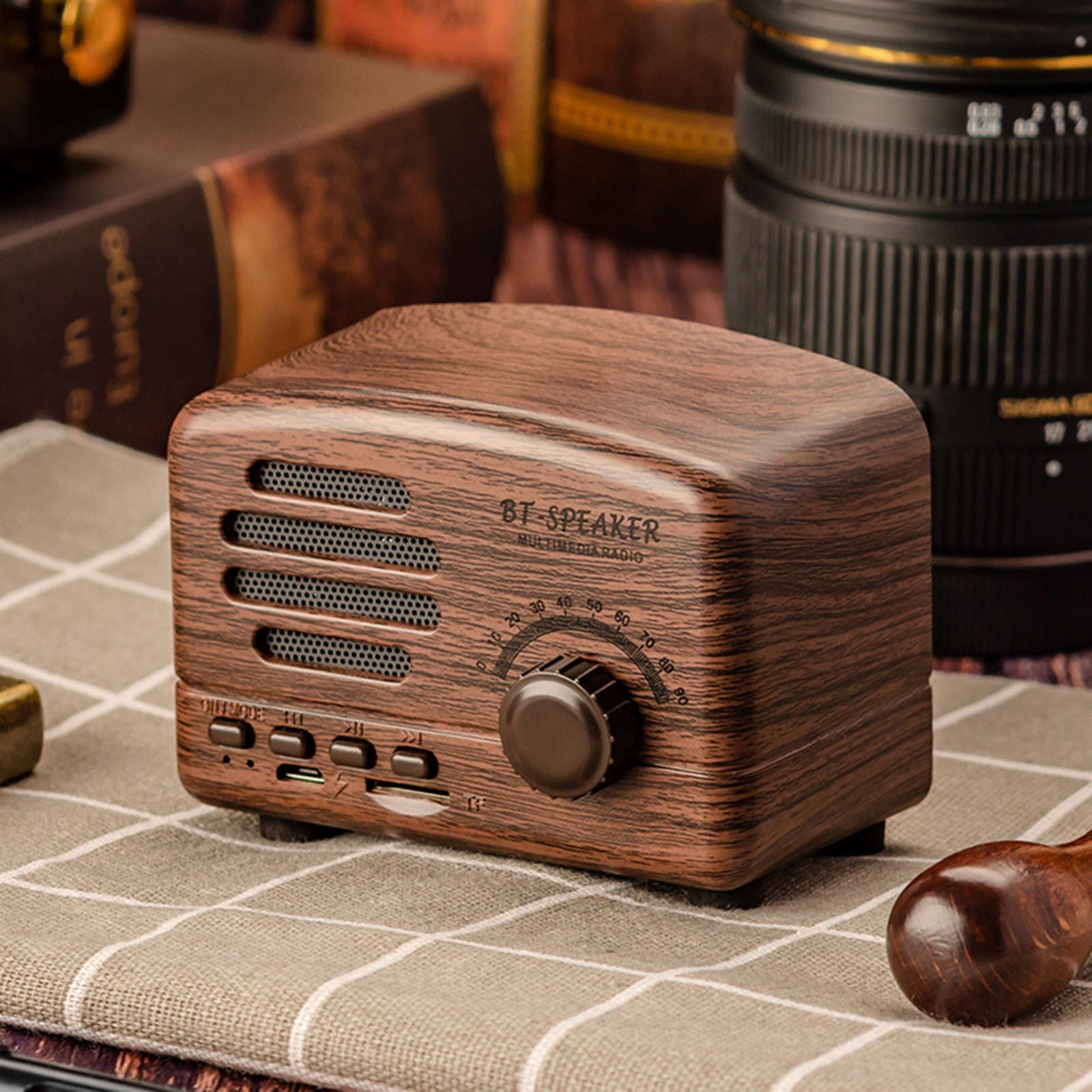 TIMIFIS Bluetooth Speakers BT01 Wireless Stereo Retro Speakers, Portable Bluetooth Vintage Speakers With Powerful Sound, Answering Calls, FM Radio Mode, TF- Card Gift