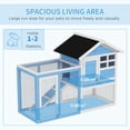 thumbnail image 4 of PawHut 48" Wooden Rabbit Hutch With Slant Roof and Run, Light Blue, 4 of 9