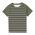 thumbnail image 1 of Économies d'Été! SROBPTY T-Shirts à Manches Courtes pour Tout-Petits, Garçons Tout-Petits Mode Col Rond à Rayures Imprimé Manches Courtes Vert Armée, 9 Ans, 1 of 5