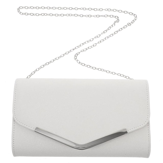 Dosaele Sac de Soirée Blanc Sac à Main Sac de Message de Mariage Pochette Sac à Main Simple Sac à Chaîne pour Femmes Dames