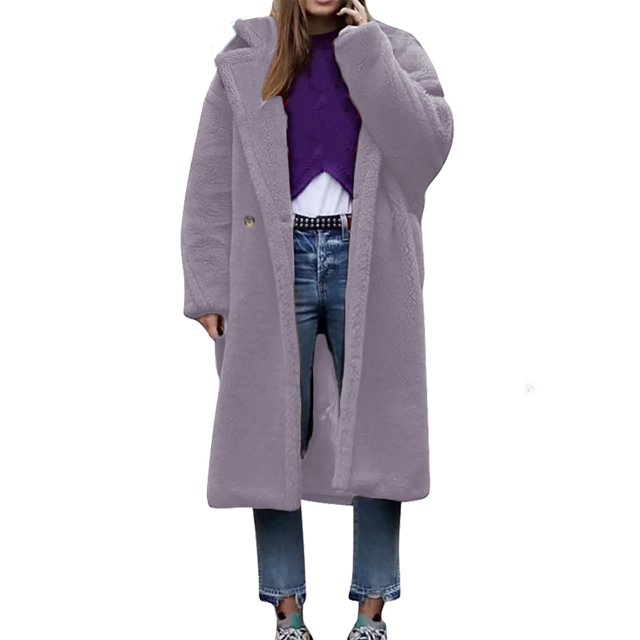 LOVZFMLL Vestes pour Femmes Manteau à Manches Longues en Cheveux d'Agneau Col Chaud