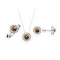 thumbnail image 1 of RYLOS Halo Designer Matching Set Sterling Silver: Ring, Earring & Pendant Necklace. Gemstone & Diamonds, 4MM Tiger Eye November Birthstone; Size 5, 1 of 9