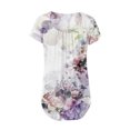 thumbnail image 2 of Tuniques pour Femmes à Manches Courtes Mode pour Femmes Col en V Tuniques à Imprimé Floral Boutons T-shirt à Manches Courtes, 2 of 6