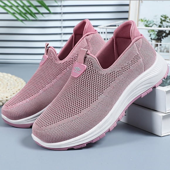 YOUYEDIAN Orthopedic Casual Shoes for Women Arch Support Non Slip Slip on Sneakers Wide Width Mesh Stretch Business Casual Shoes Comfortable 2026 Foam Shoes (Pink)