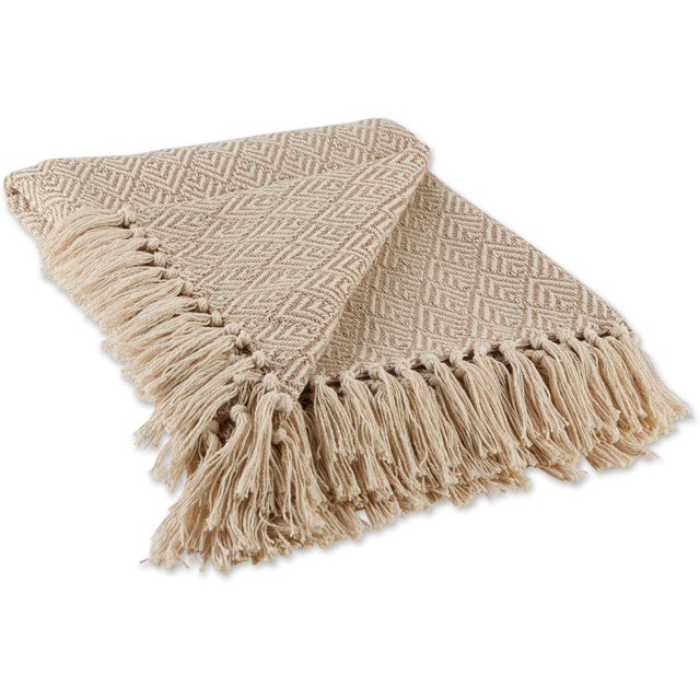 Collection Diamond Throw Coton Tissé 50x60 Noir