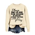thumbnail image 4 of WEAIXIMIUNG Cropped Sweatshirts for Women Vintage Women's Please Don'T Be Rude Lettering Printed Round Neck Long Sleeve Sweatshirt, 4 of 4