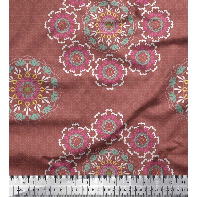 Soimoi Modal Satin Fabric Mandala Decorative Print Fabric by The Yard 42 Inch Wide