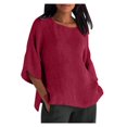 thumbnail image 2 of Blouses Grande Taille pour Femmes T-Shirts Liquidation Manches Courtes Col Rond Coton Ample Blouse, 2 of 7