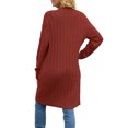 thumbnail image 4 of FOCUSNORM Women Juniors Cardigan, Solid Color Long Sleeve Sweater Coat with Pockets, 4 of 5