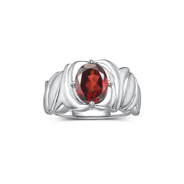RYLOS Bagues pour Femmes Bague en Argent Sterling Solitaire Pierre Précieuse Ovale 9x7 mm avec Anneau Fini Satin Grenat de Janvier Bijoux Taille 6
