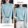 thumbnail image 2 of Women‘s Wool Sweaters Mock Turtle Neck Lightweight Long Sleeve Cozy Warm Fall Winter Pullover Tops, 2 of 7