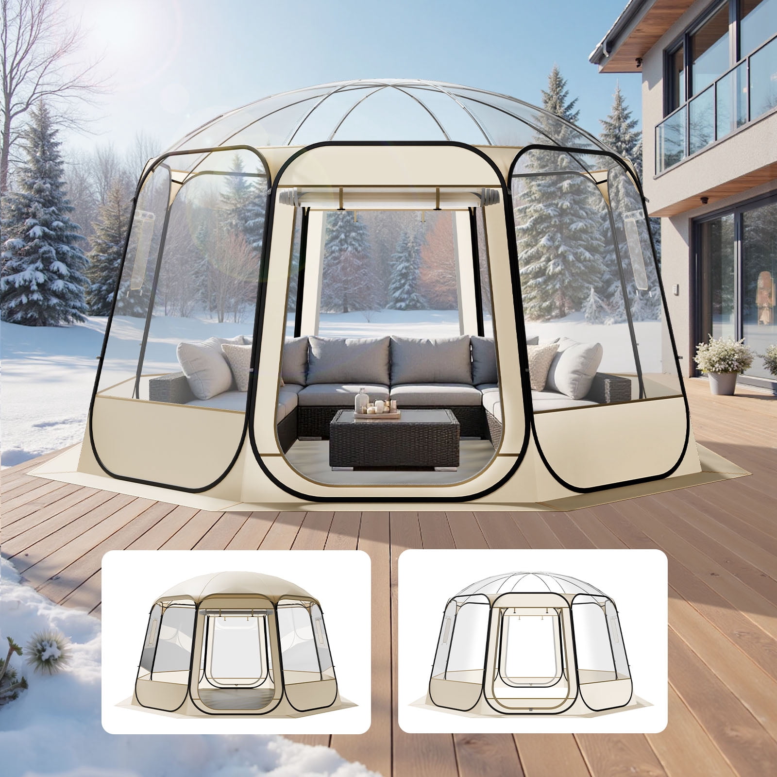 VEVOR Pop up Bubble Tent, 12 x 11.1 ft Waterproof & UV-Resistant, Clear Camping Tent Shelter, Outdoor Garden Dome Igloo Tents with Windows, 540° Panoramic View
