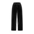 thumbnail image 3 of Plebaso Womens Velvet Pants Elastic Waist Drawstring Lounge Pants Straight Leg Trousers with Pockets, 3 of 5