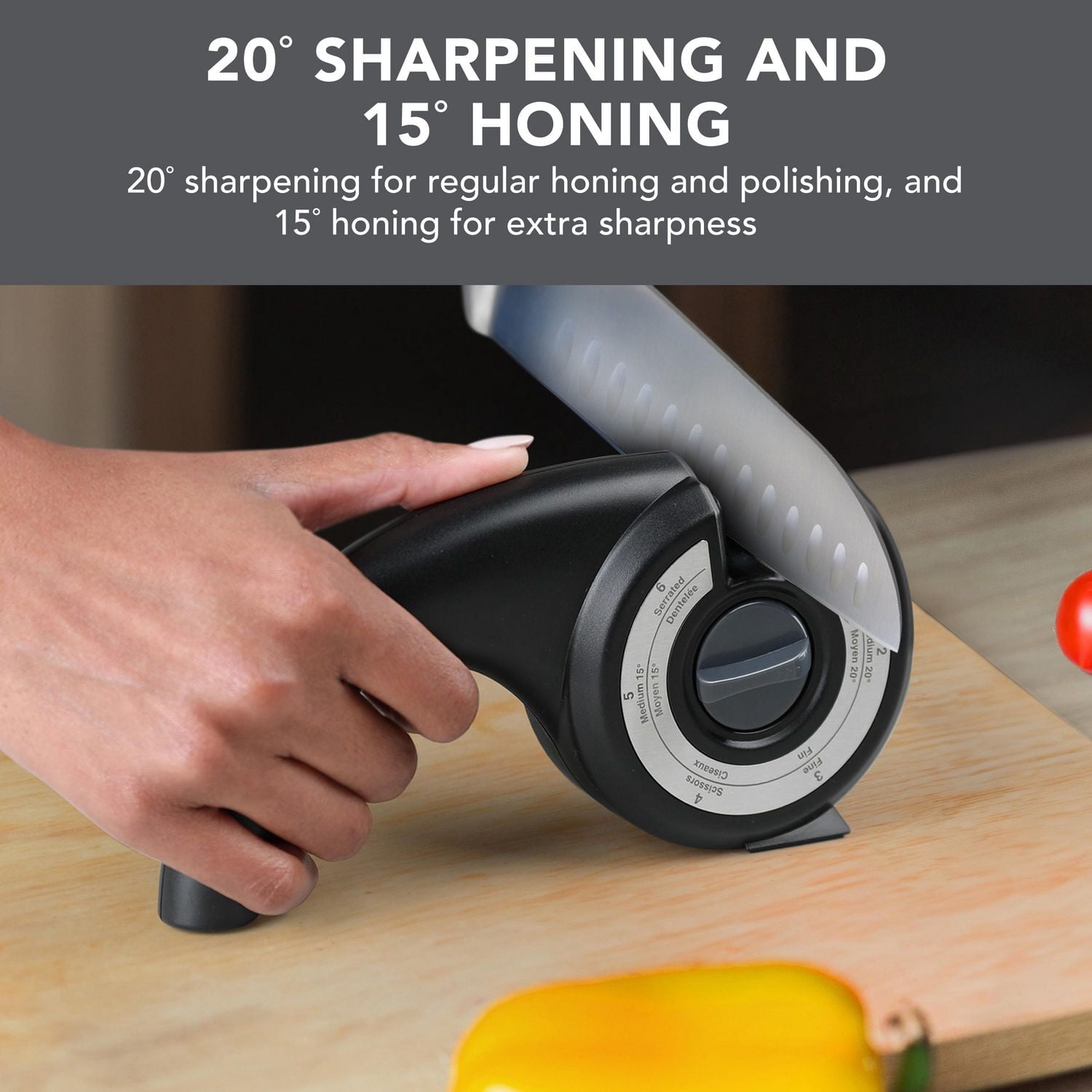 Chef'sChoice 6-in-1 Multifunctional Manual Knife Sharpener, in Black & Grey (SH6N1BKG14)