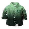 thumbnail image 4 of RXMEKW Chemise à Manches Longues Imprimée de la Saint-Patrick pour Garçons avec Col Rabattu, 95 % Coton 5 % Élasthanne, Vert, 4 of 7