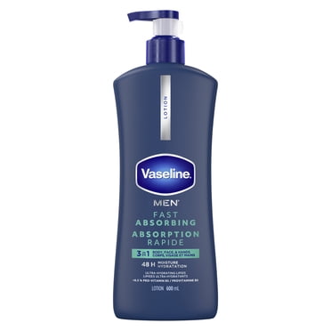 Vaseline Men 3-in-1 Body, Face & Hands Lotion Fast Absorbing, 600 ml