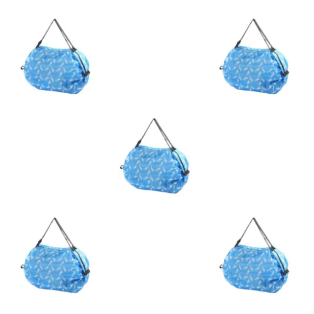 kurtrusly Sac de Rangement Réutilisable Pliable Écologique et Polyvalent Sac de Courses Imperméable en Polyester pour Voyage Sac de Plage Sac à Main Chiot Bleu 5Set