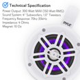 thumbnail image 3 of Pyle PLMRLEWB47WB Système de Haut-Parleurs Tour Marins Bluetooth de 4 Pouces 300 Watts, Paire, 3 of 7