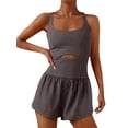 thumbnail image 1 of Diconna Women Solid Color Cami Playsuits Sleeveless Sports Short Jumpsuits Summer Cross Backless Romper Tracksuits, 1 of 4