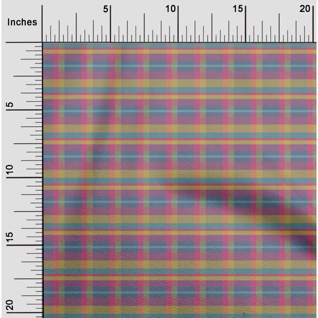 oneOone Polyester Lycra Fabric Madras Check Print Sewing Fabric BTY 56 Inch Wide
