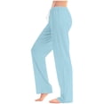 thumbnail image 2 of ohmzyzo Womens Summer Fashion Solid Casual Elastic Waist Drawstring Long Pants, 2 of 5