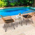 thumbnail image 3 of Gymax 3PCS Rattan Patio Bistro Set Conversation Furniture Set w/ Black Cushions, 3 of 9