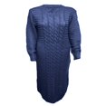thumbnail image 3 of Women Long Sleeve Knitted Dress Crochet Pattern Solid Ribbed Casual Dress, 3 of 5